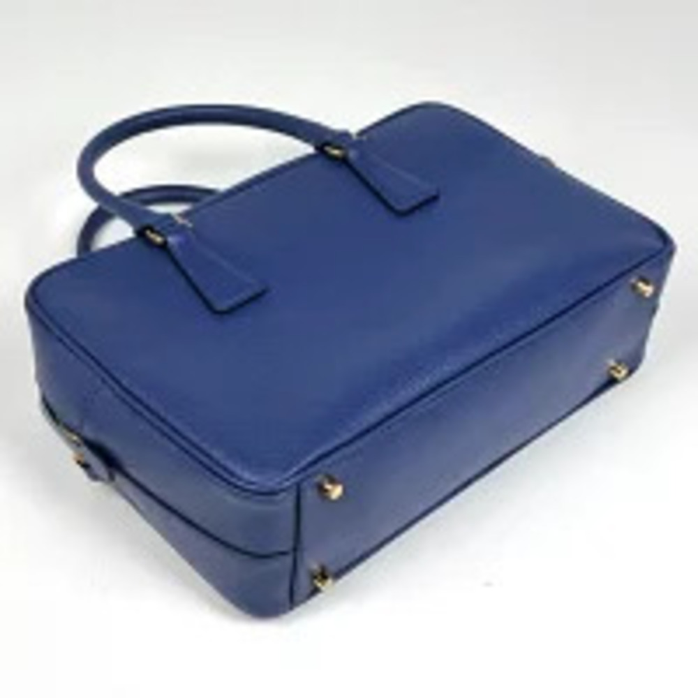 Prada Lux Blue logo triangle Handbag iconic Leather Saffiano